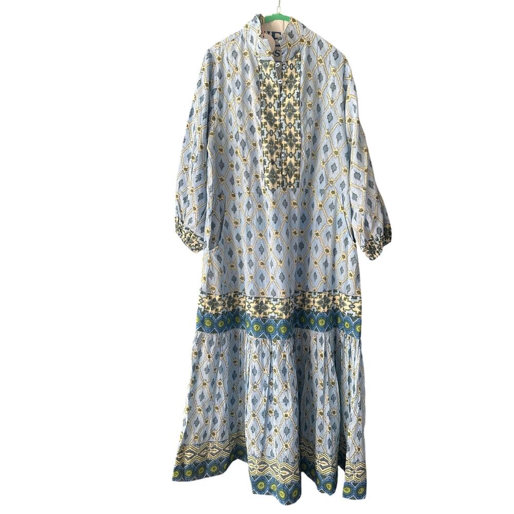 NWT Victoria Dunn Mulberry Ikat Midi Dress Mixed Print 3/4 sleeve large - Picture 2 of 7